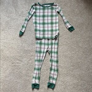 Little Sleepies Plaid Green and White Kids Pajamas